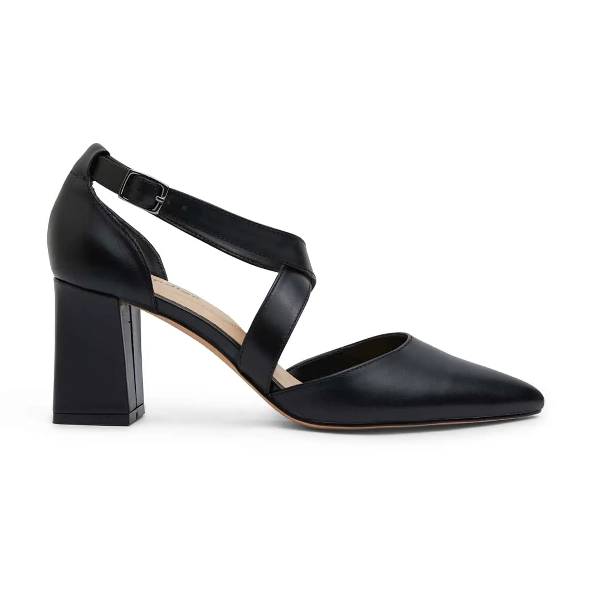 Kara Heel in Black Leather