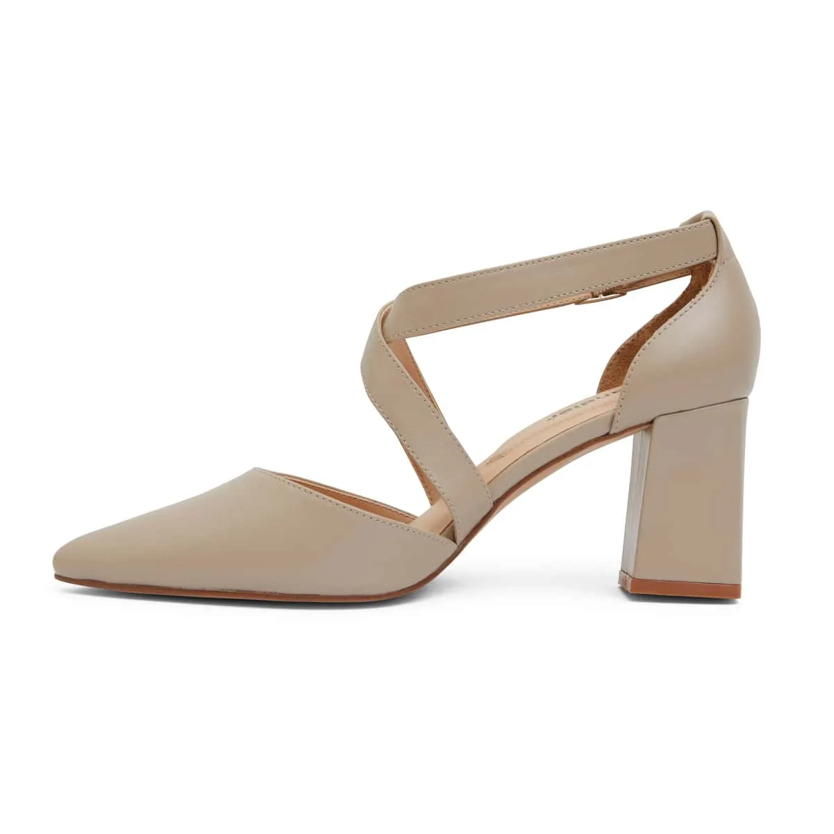Kara Heel in Nude Leather