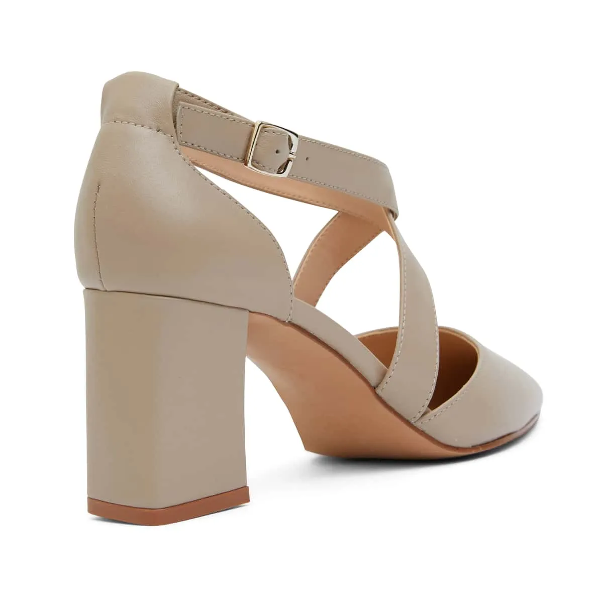 Kara Heel in Nude Leather