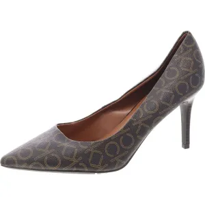 KCGIANA Womens Faux Leather Monogram Pumps