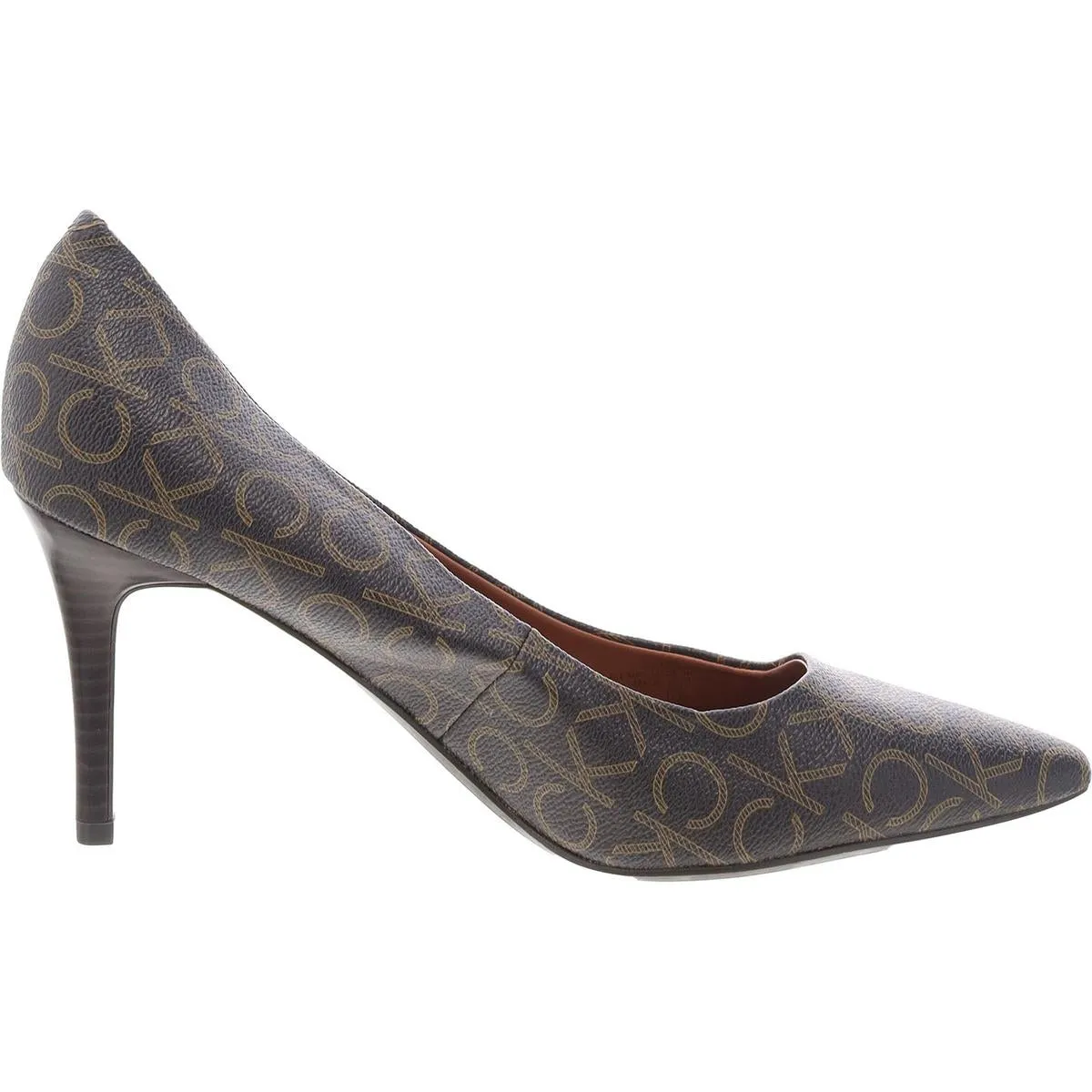 KCGIANA Womens Faux Leather Monogram Pumps