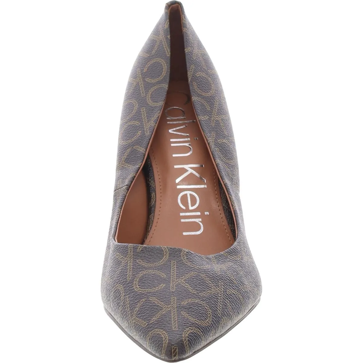 KCGIANA Womens Faux Leather Monogram Pumps