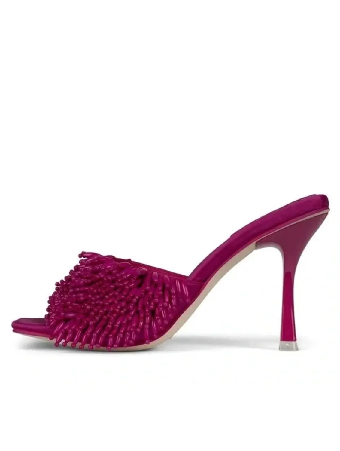 Kinsley Beaded Heels In Fuchsia