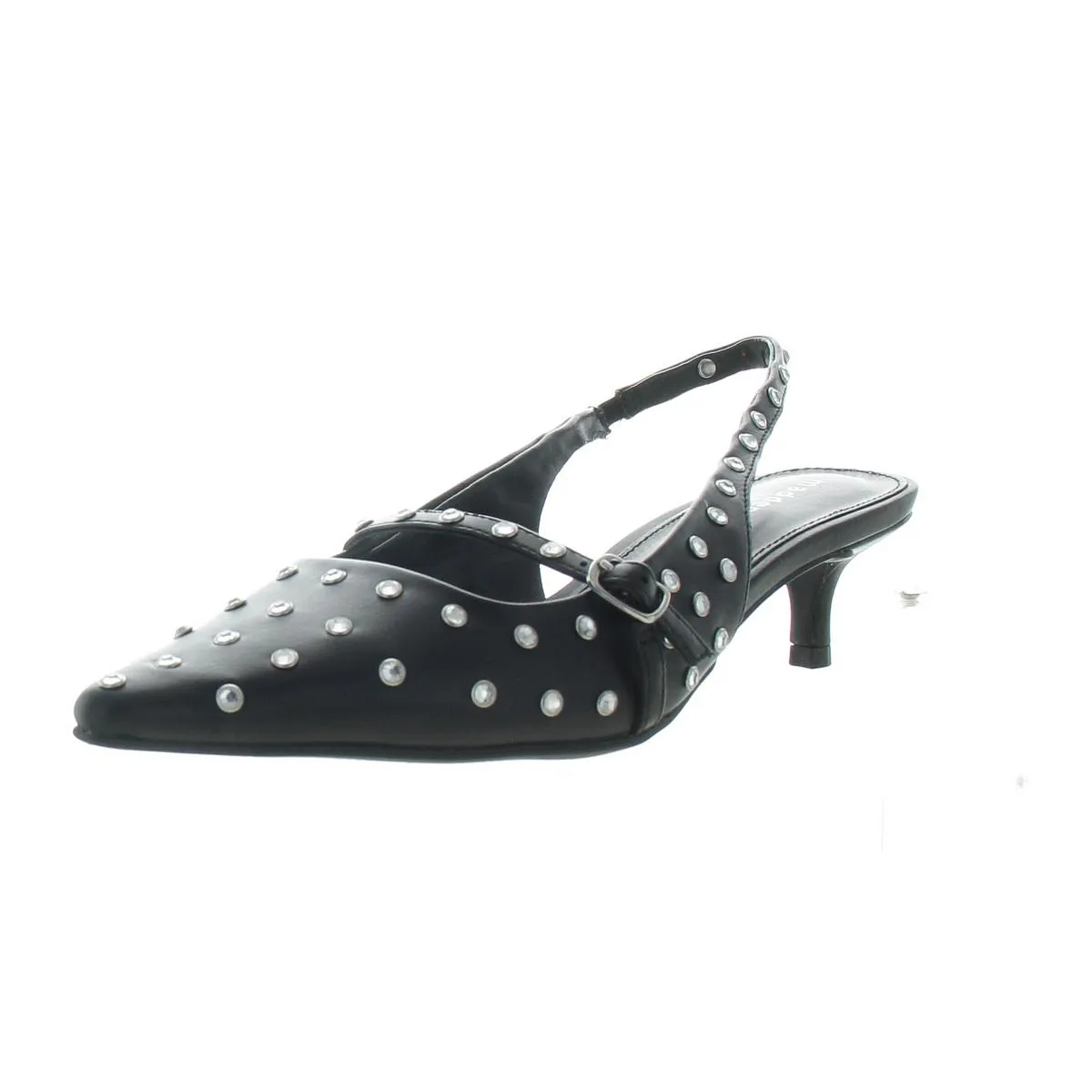 KRYSTAL-R Womens Studded Faux Leather Slingback Heels