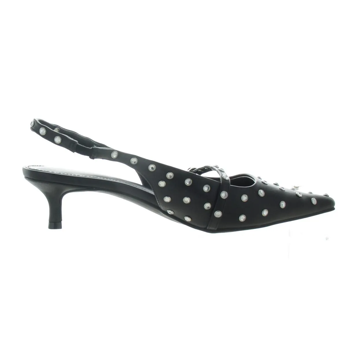 KRYSTAL-R Womens Studded Faux Leather Slingback Heels