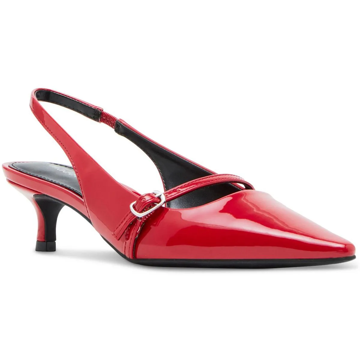 Krystall Womens Buckle Leather Slingback Heels