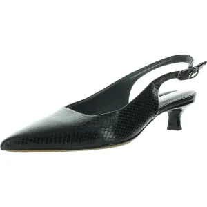 L-Marlow Womens Solid Faux Leather Slingback Heels