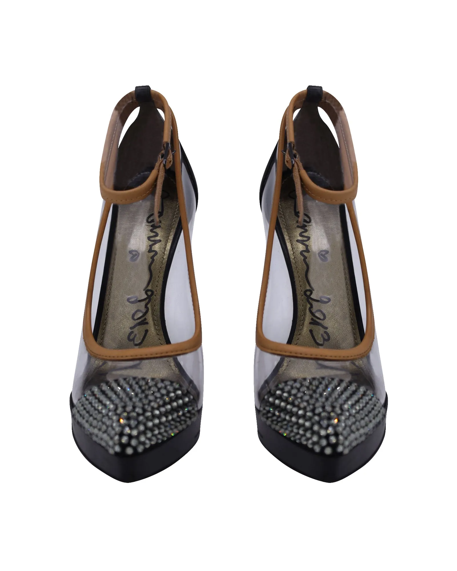 Lanvin Crystal-Cap-Toe Clear Pumps Black Leather