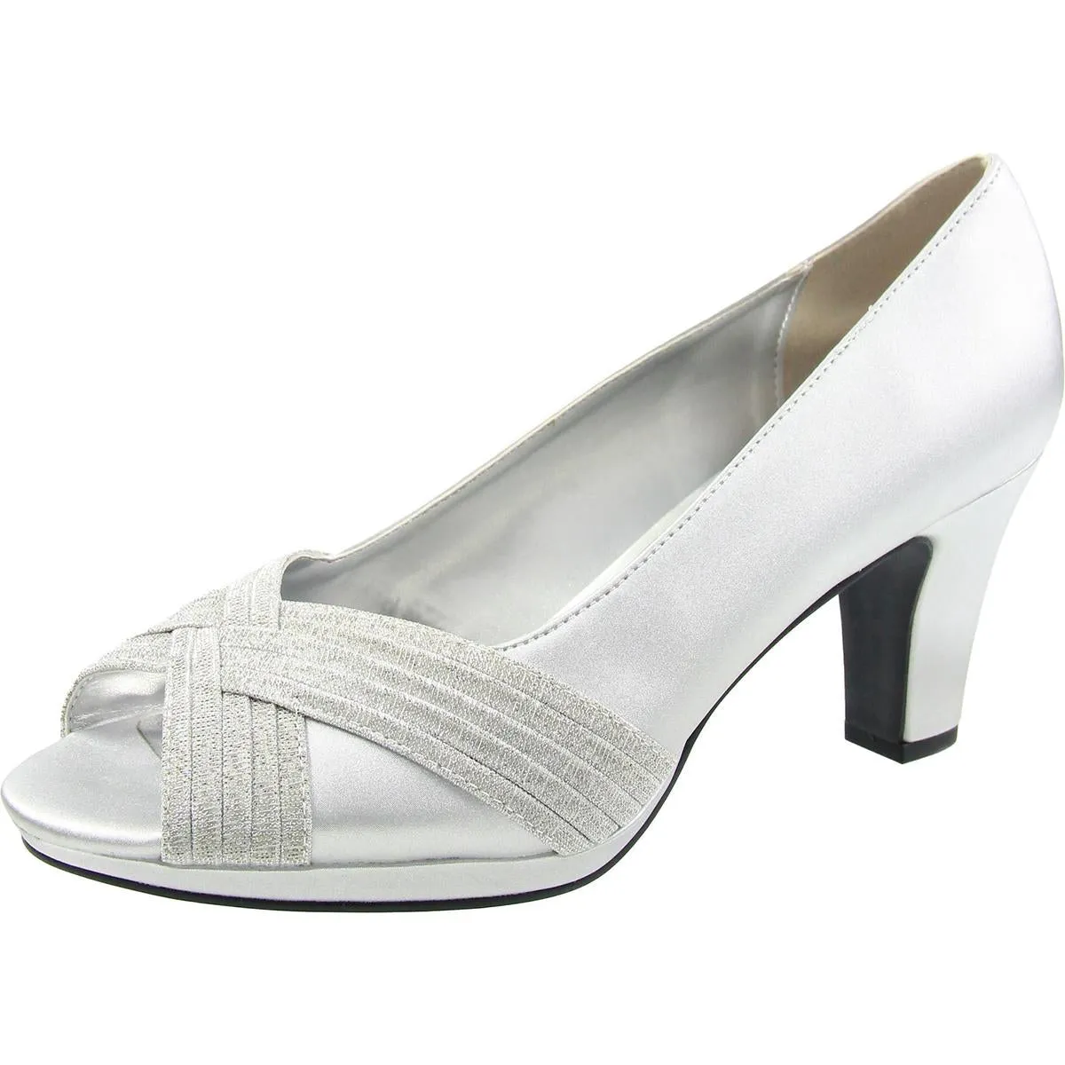 LAVISH Womens Peep Toe Slip On Pumps