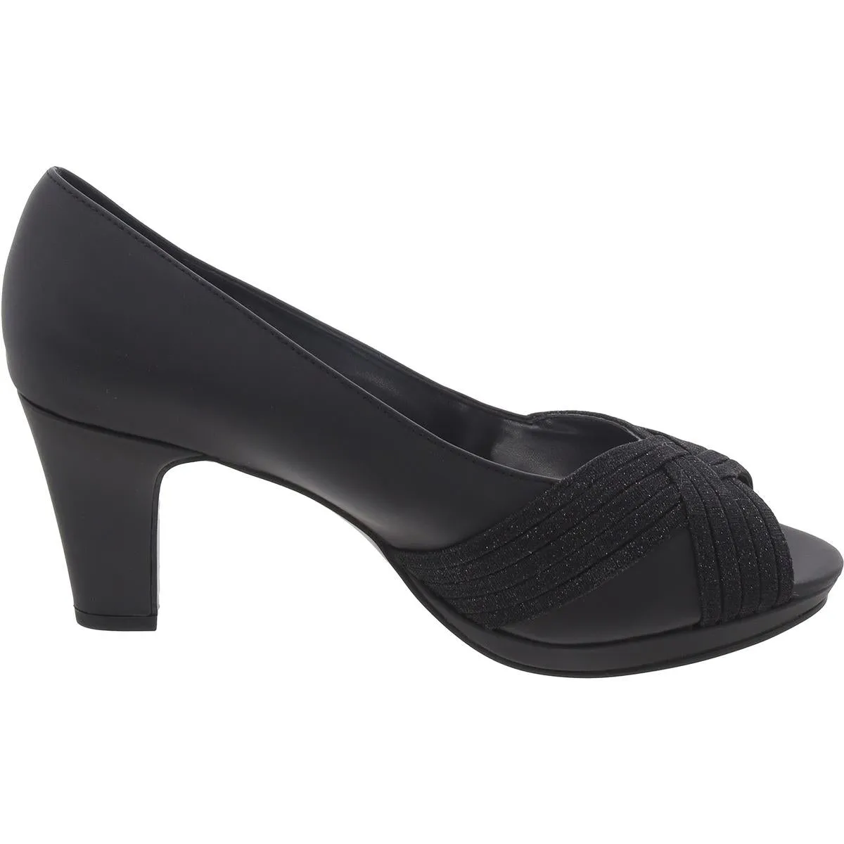 LAVISH Womens Peep Toe Slip On Pumps