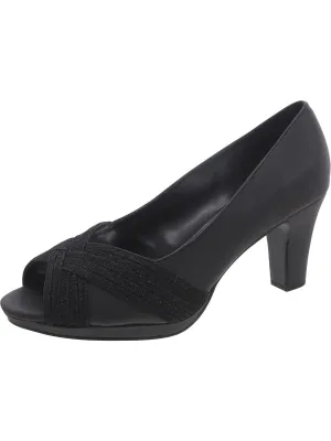 LAVISH Womens Peep Toe Slip On Pumps