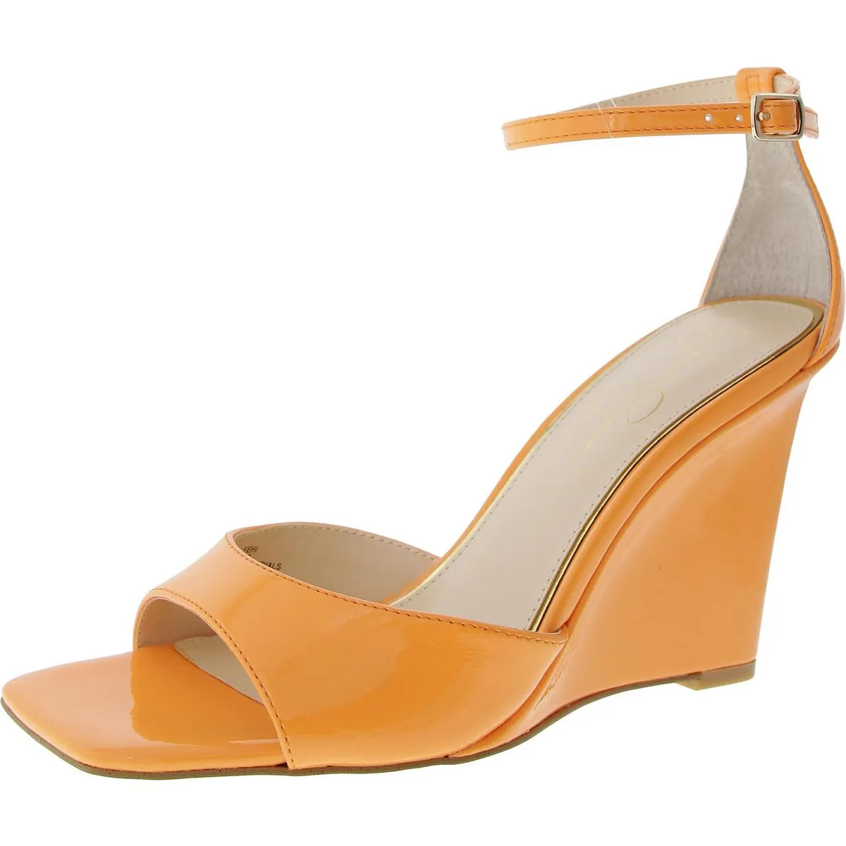 LEEHI Womens Faux Leather Open Toe Wedge Heels