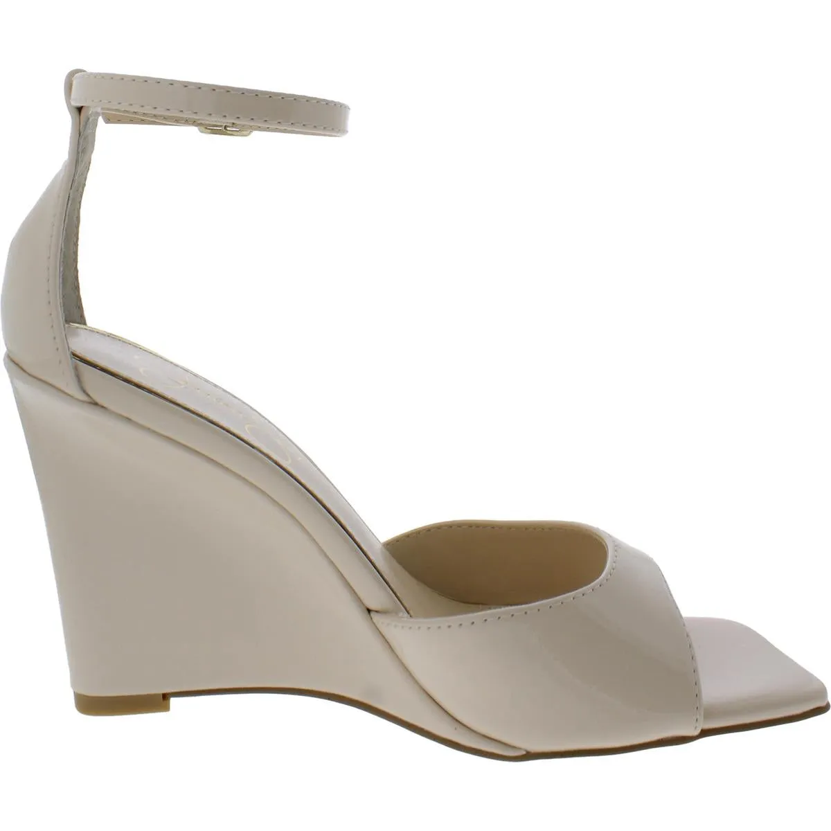 LEEHI Womens Faux Leather Open Toe Wedge Heels