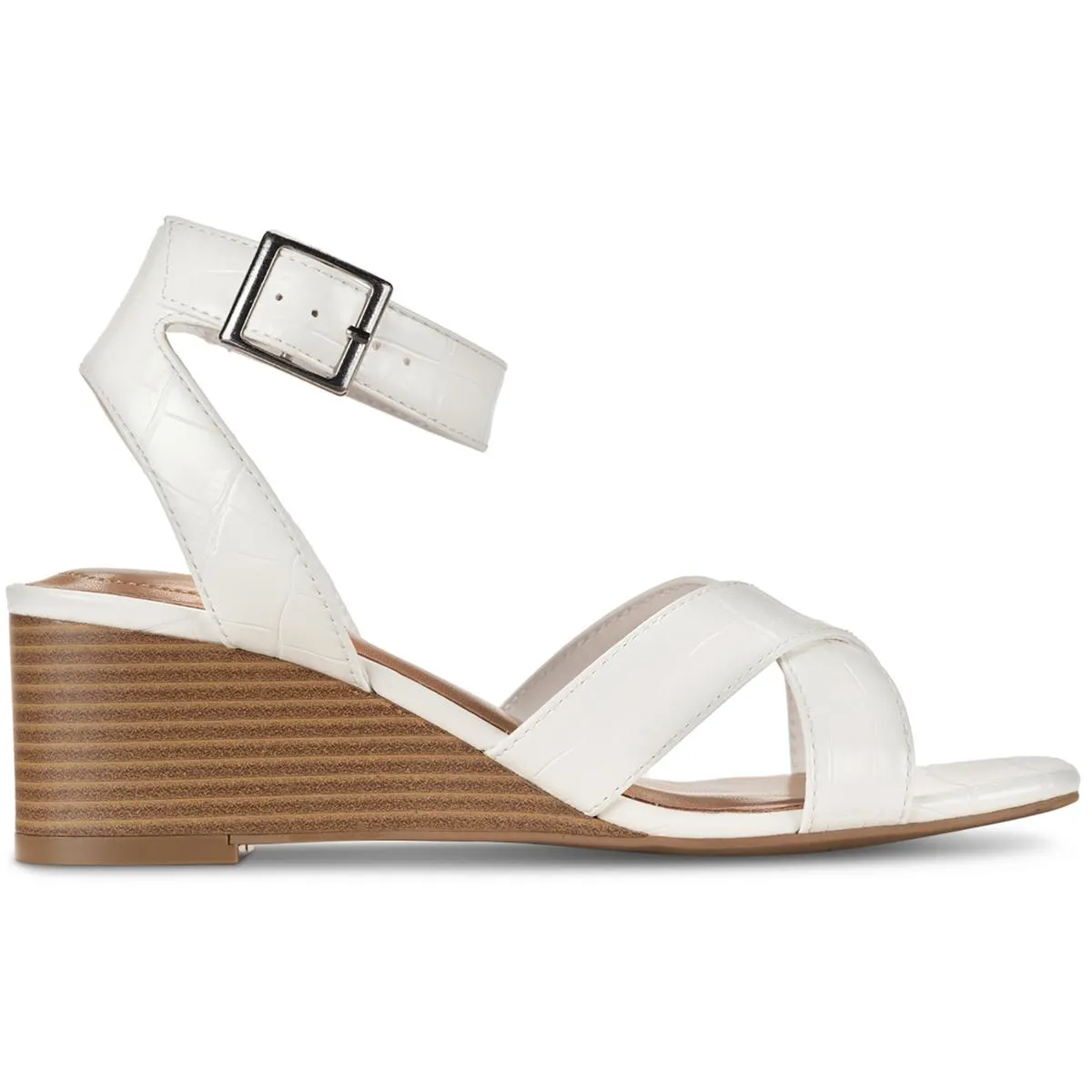 LEEZA Womens Faux Leather Open Toe Pumps