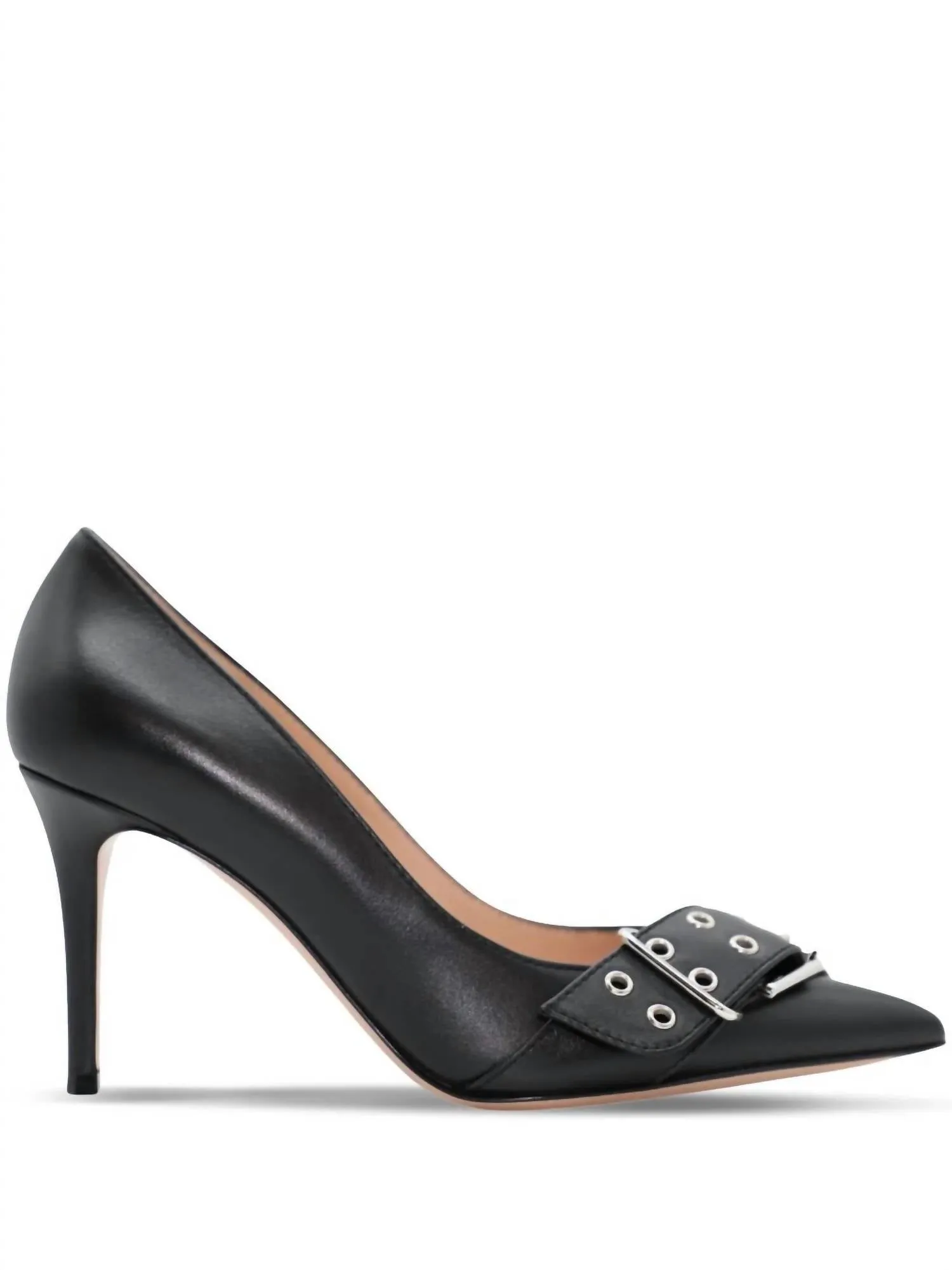 Leigh Leather Buckle Pump In Black