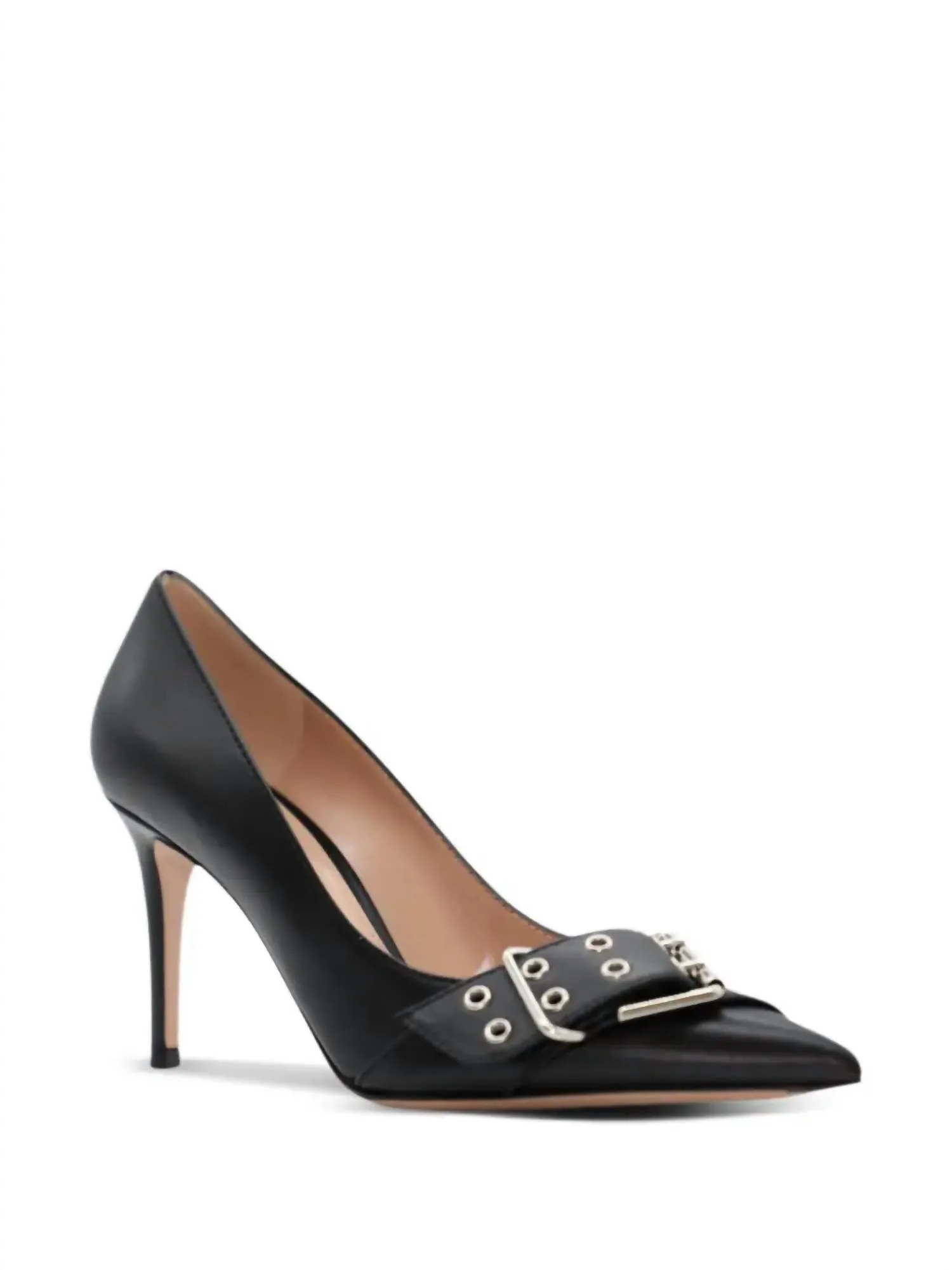 Leigh Leather Buckle Pump In Black
