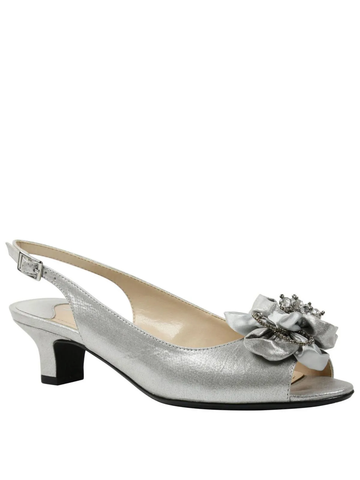 Leonelle Womens Embellished Peep Toe Kitten Heels