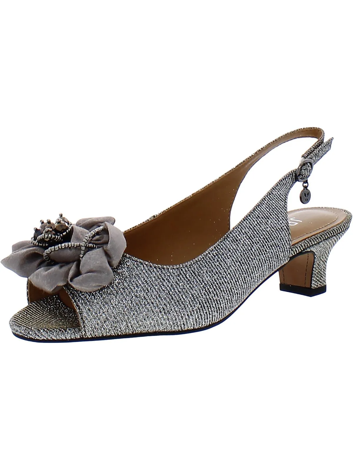 Leonelle Womens Embellished Peep Toe Kitten Heels