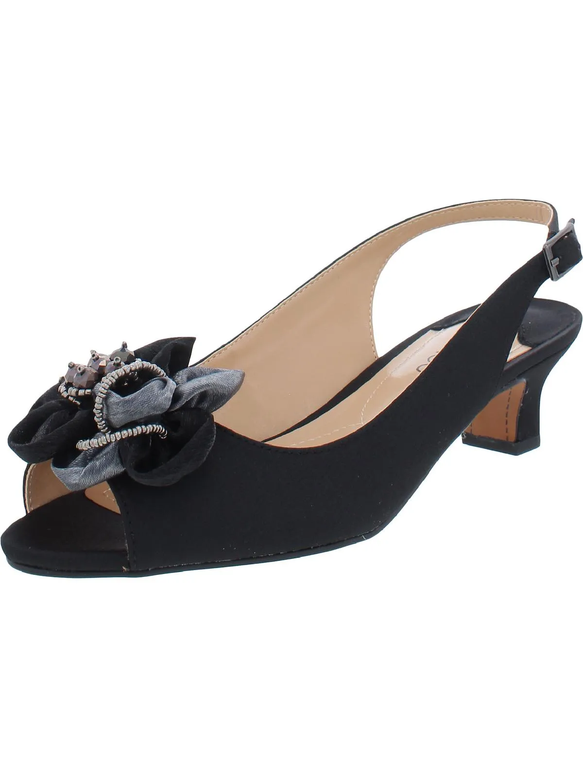 Leonelle Womens Embellished Peep Toe Kitten Heels