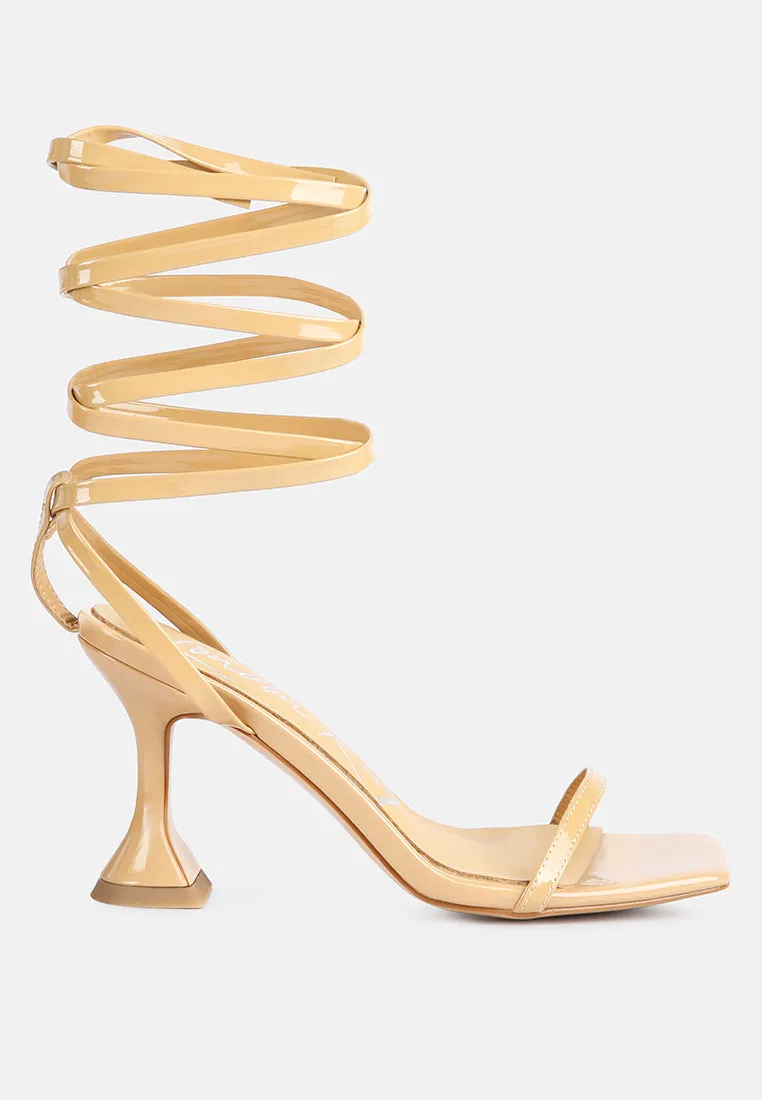 lewk strappy tie up spool heel sandals