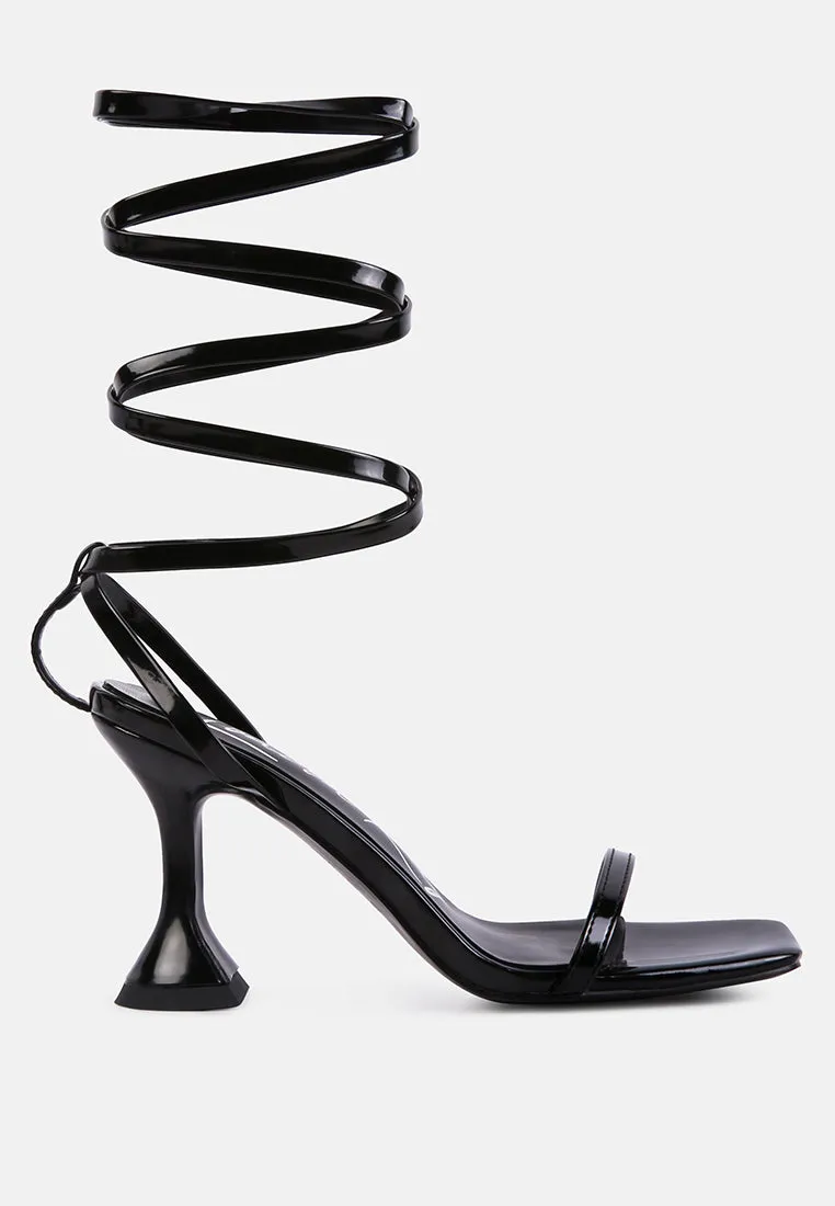 lewk strappy tie up spool heel sandals
