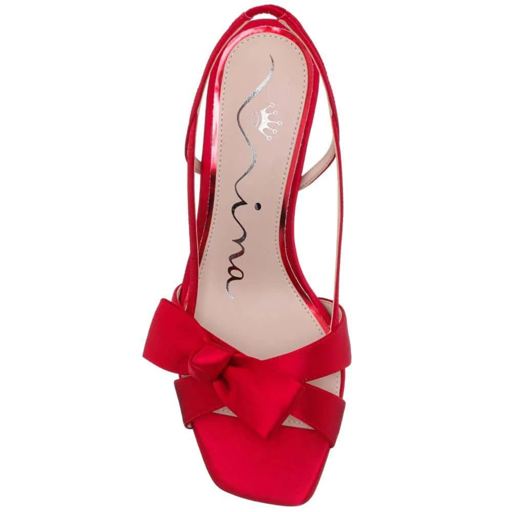 Lizette Heel in Red Satin