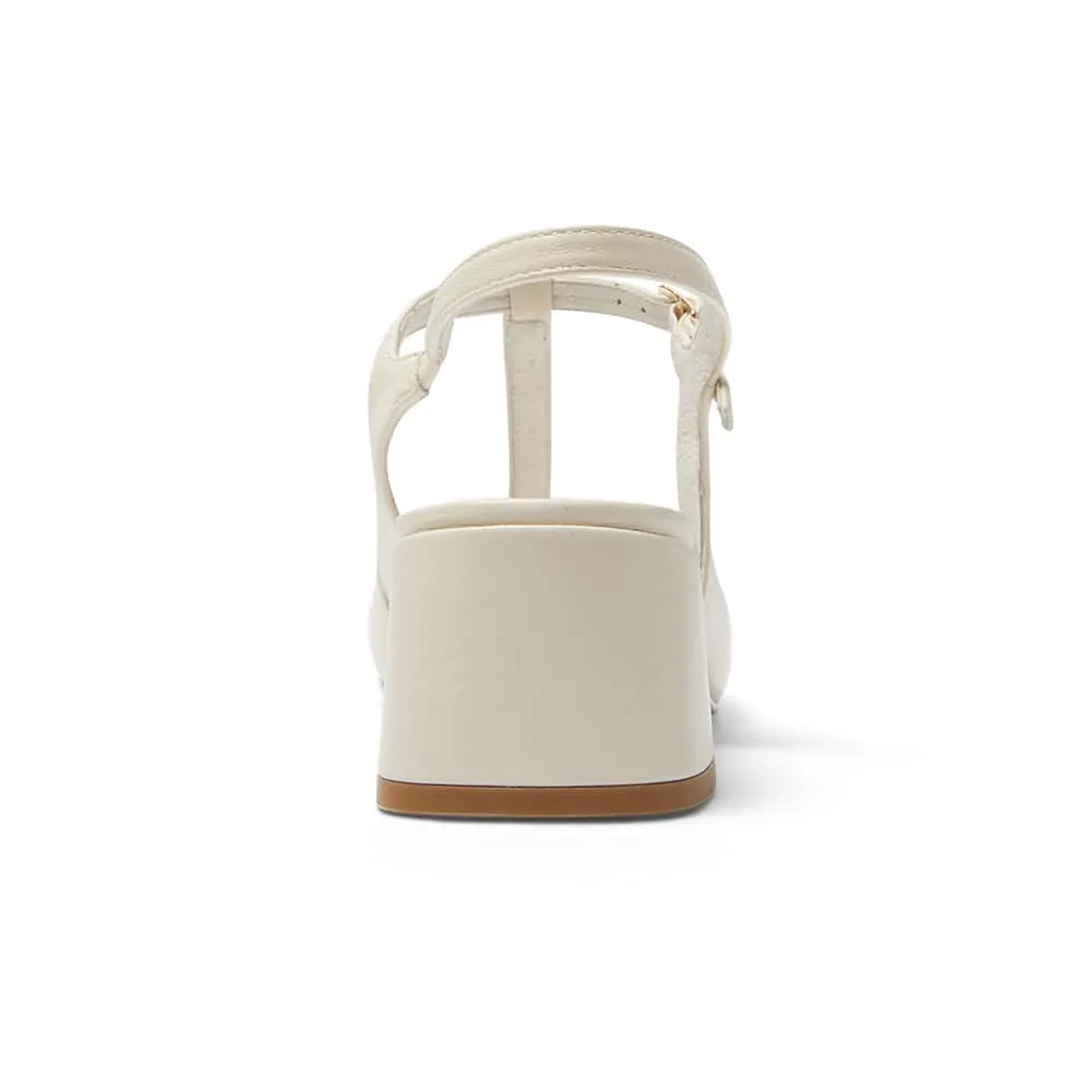 Lotus Heel in Ivory Leather