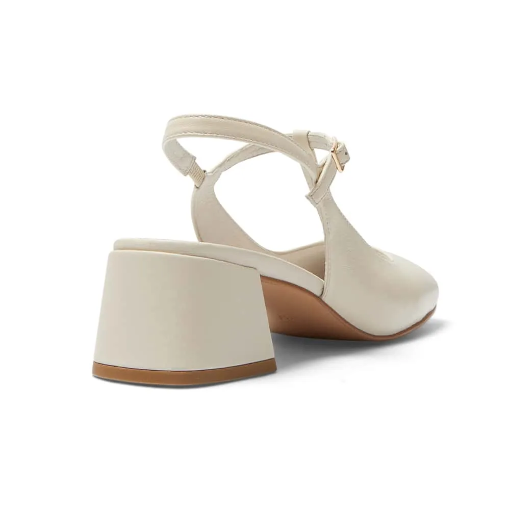 Lotus Heel in Ivory Leather