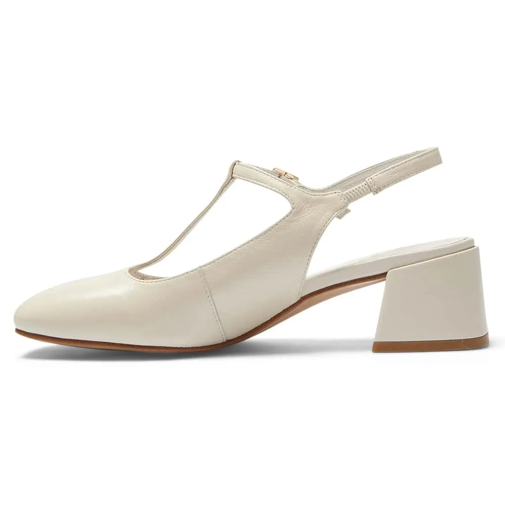 Lotus Heel in Ivory Leather