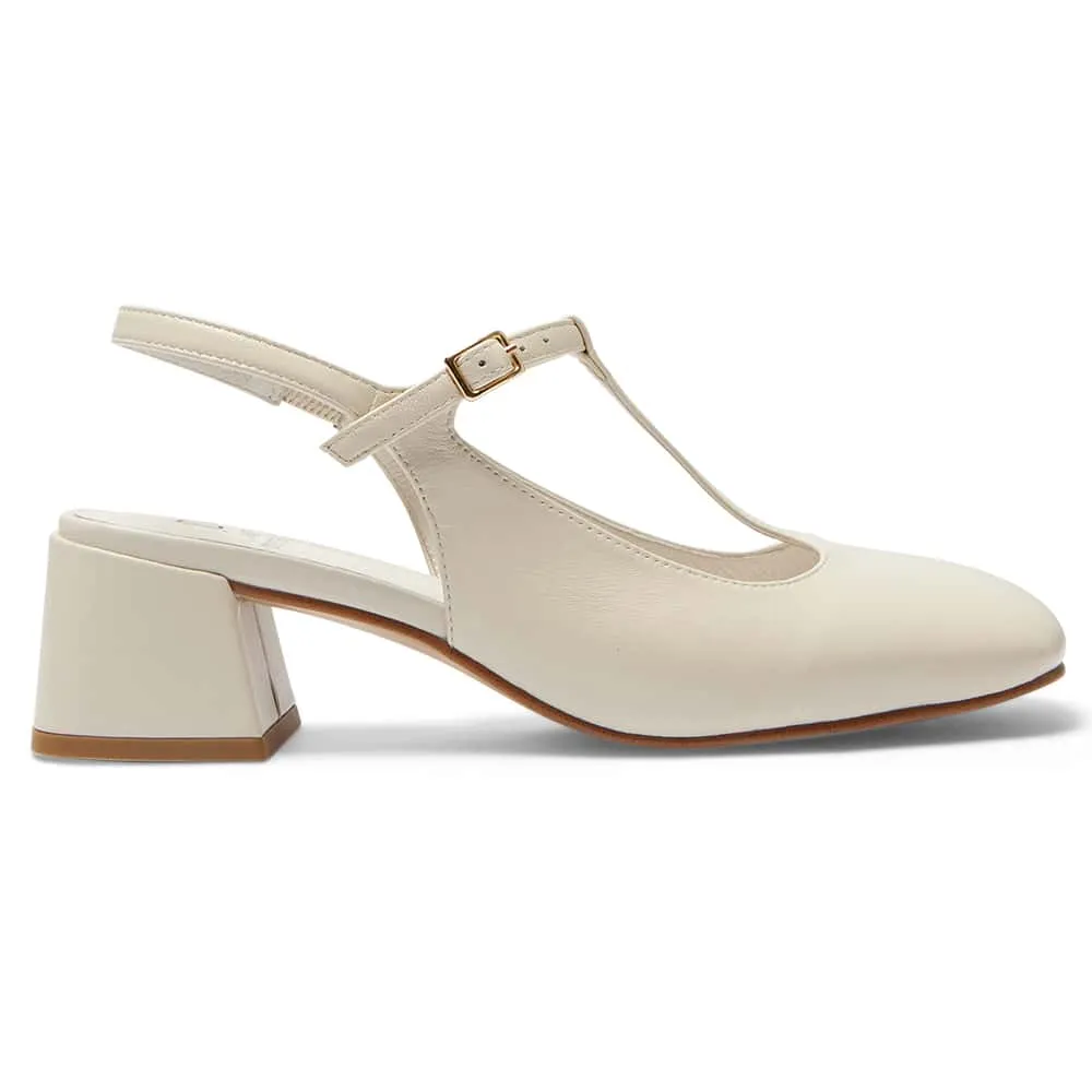 Lotus Heel in Ivory Leather