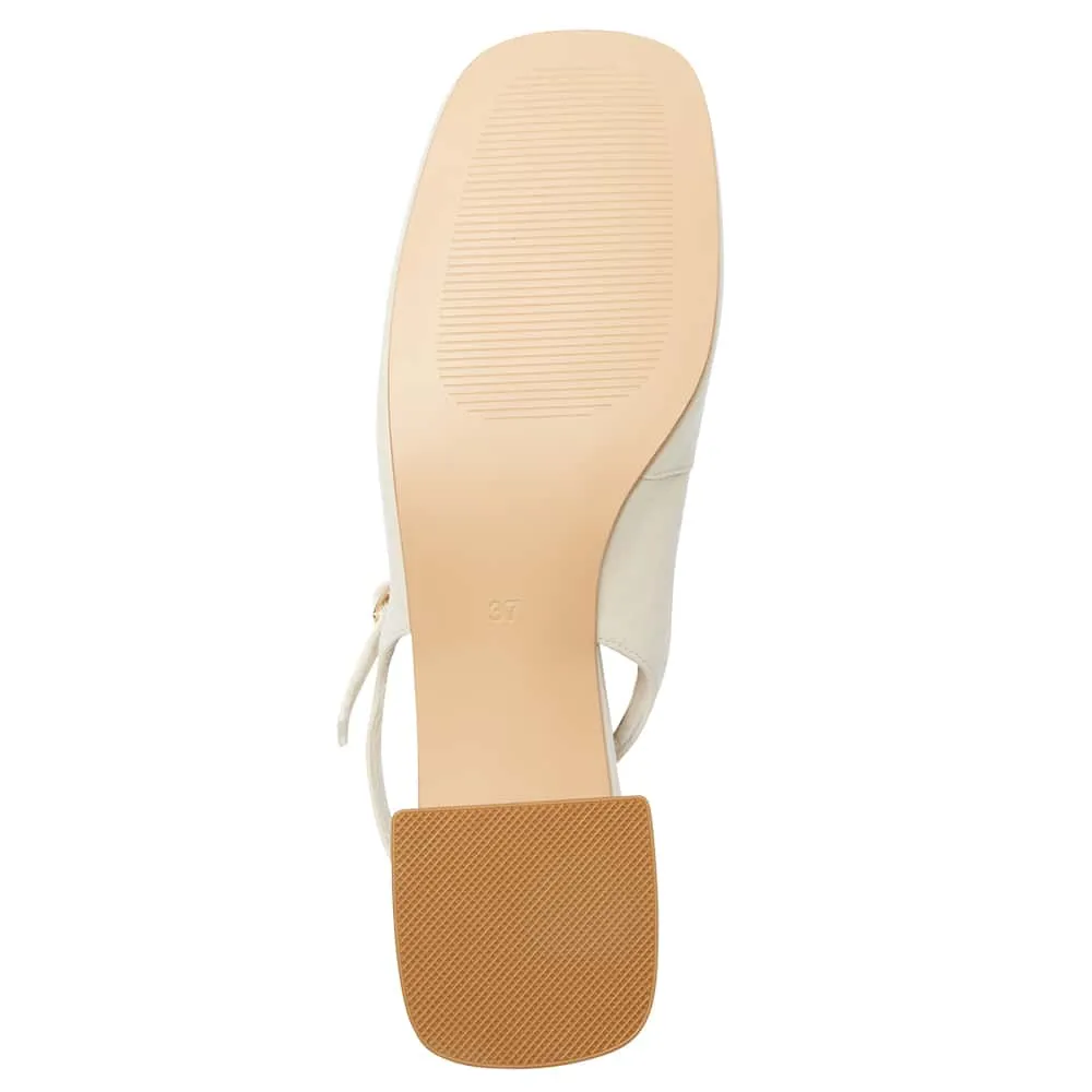 Lotus Heel in Ivory Leather