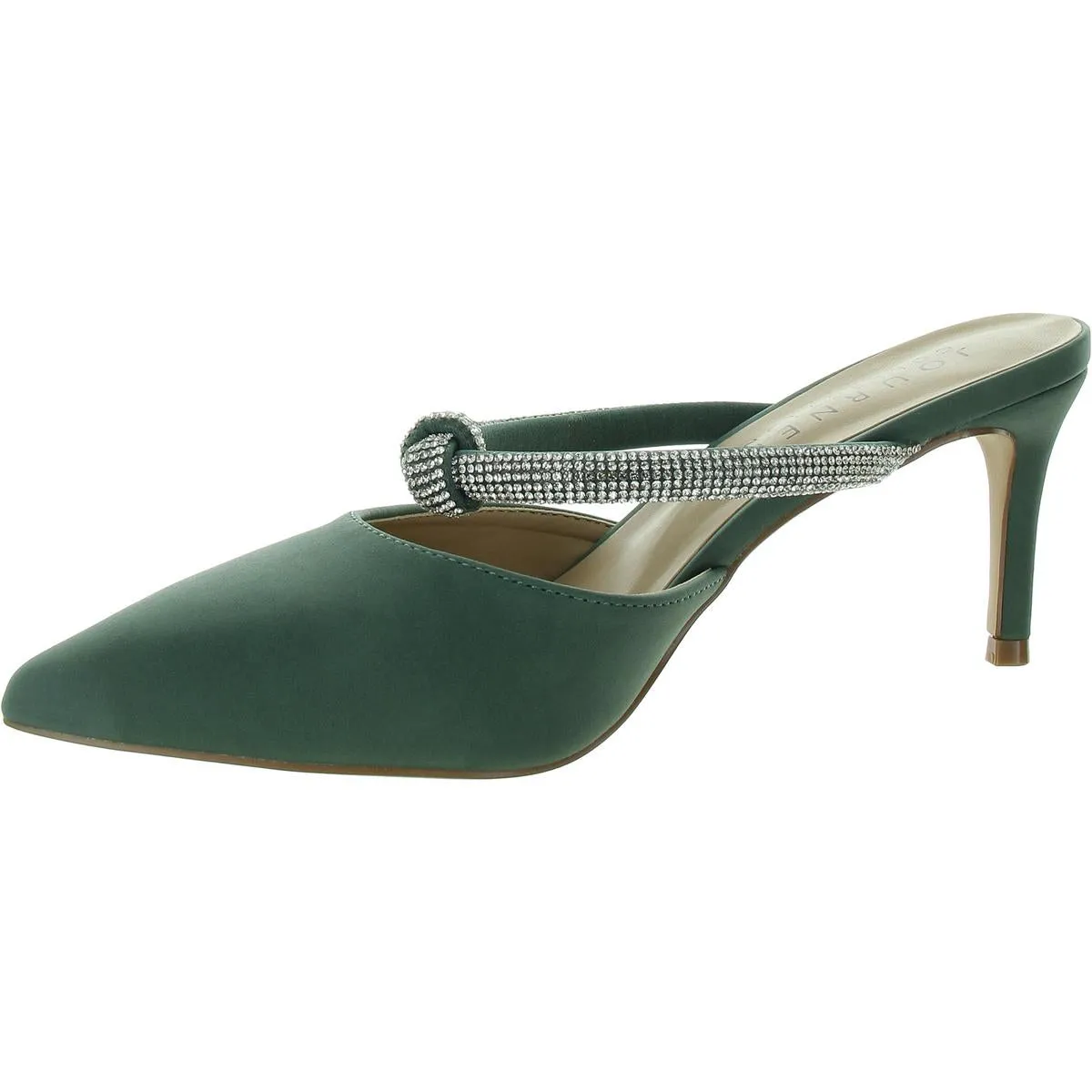 LUNNA Womens Faux Leather Slip on Kitten Heels