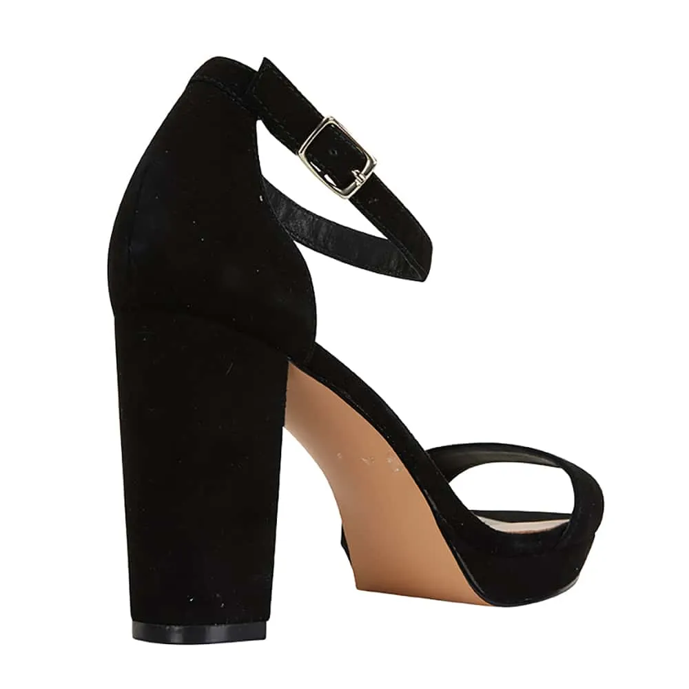 Lush Heel in Black Suede