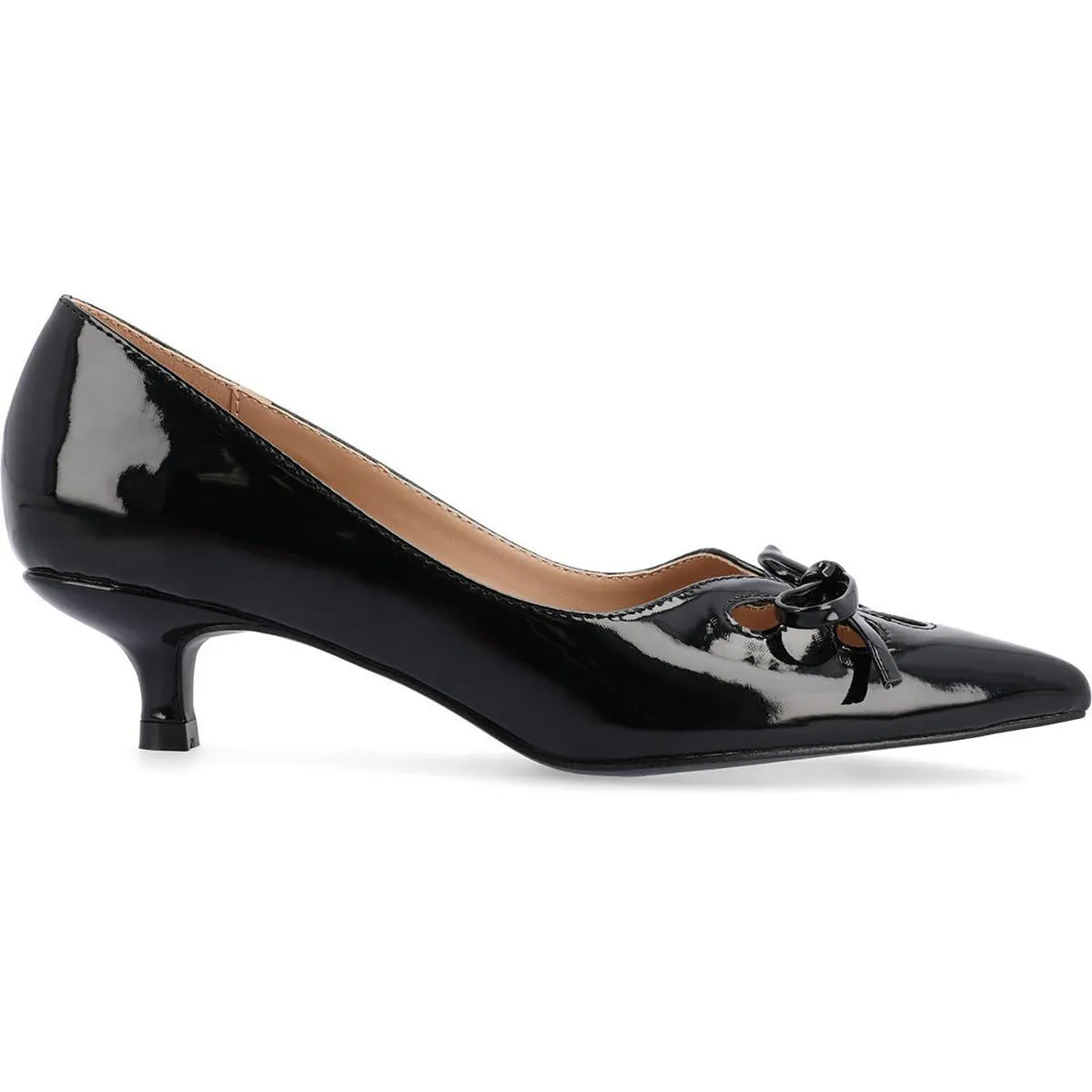 LUTANA Womens Patent Leather Kitten Heel Pumps