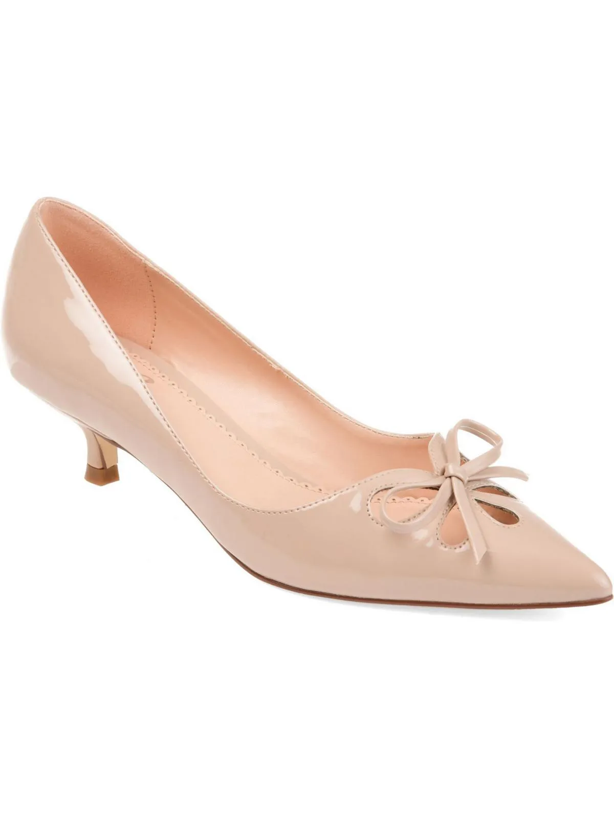 LUTANA Womens Patent Leather Kitten Heel Pumps
