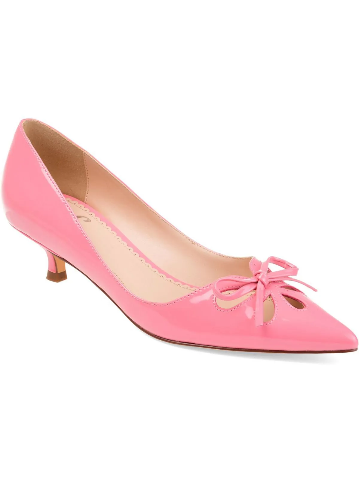 LUTANA Womens Patent Leather Kitten Heel Pumps