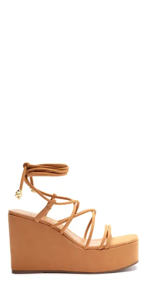 Magdalena Suede Platform Sandal In Nude Caramel