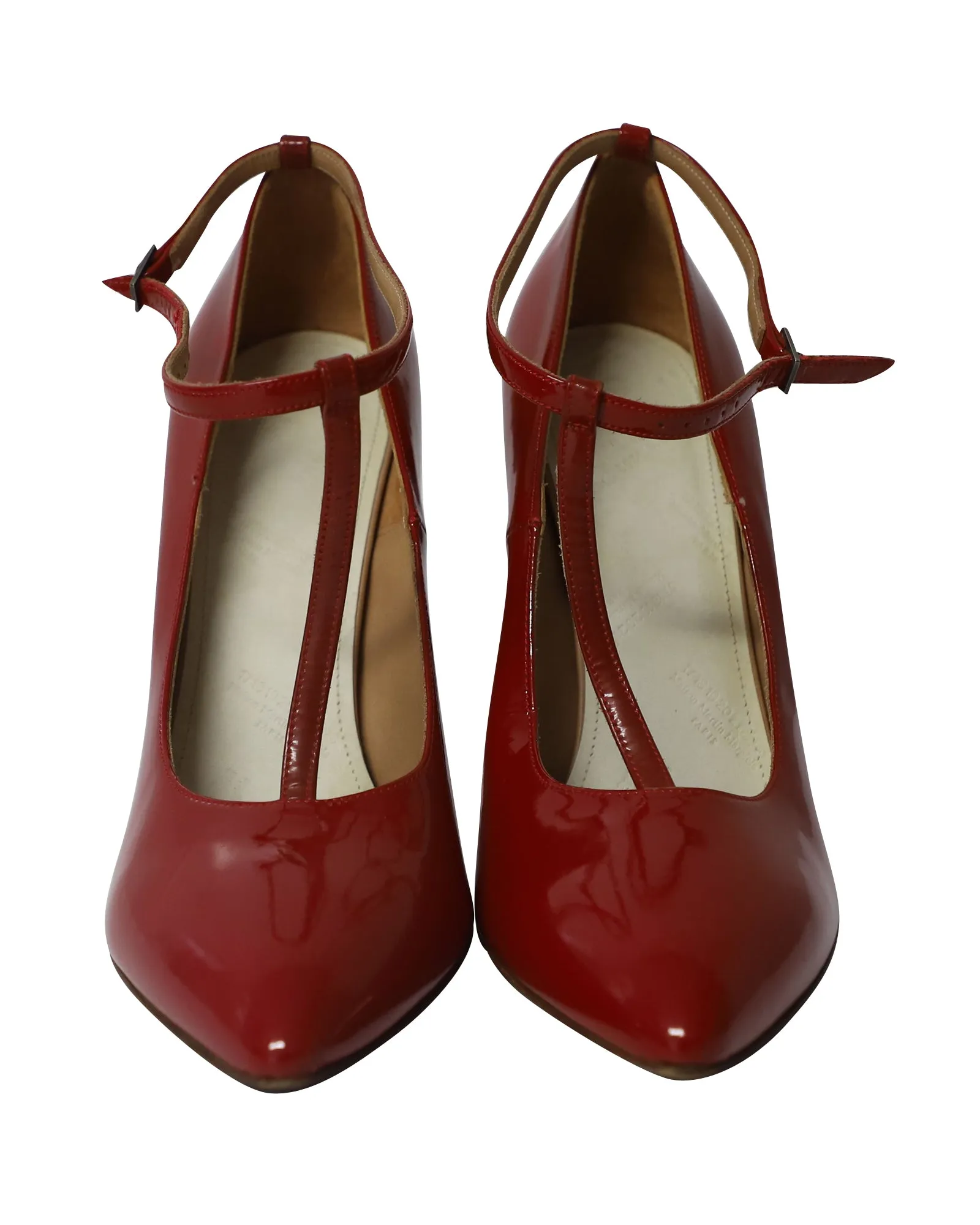 Maison Martin Margiela Point-Toe with T-Strap in Red Patent Leather