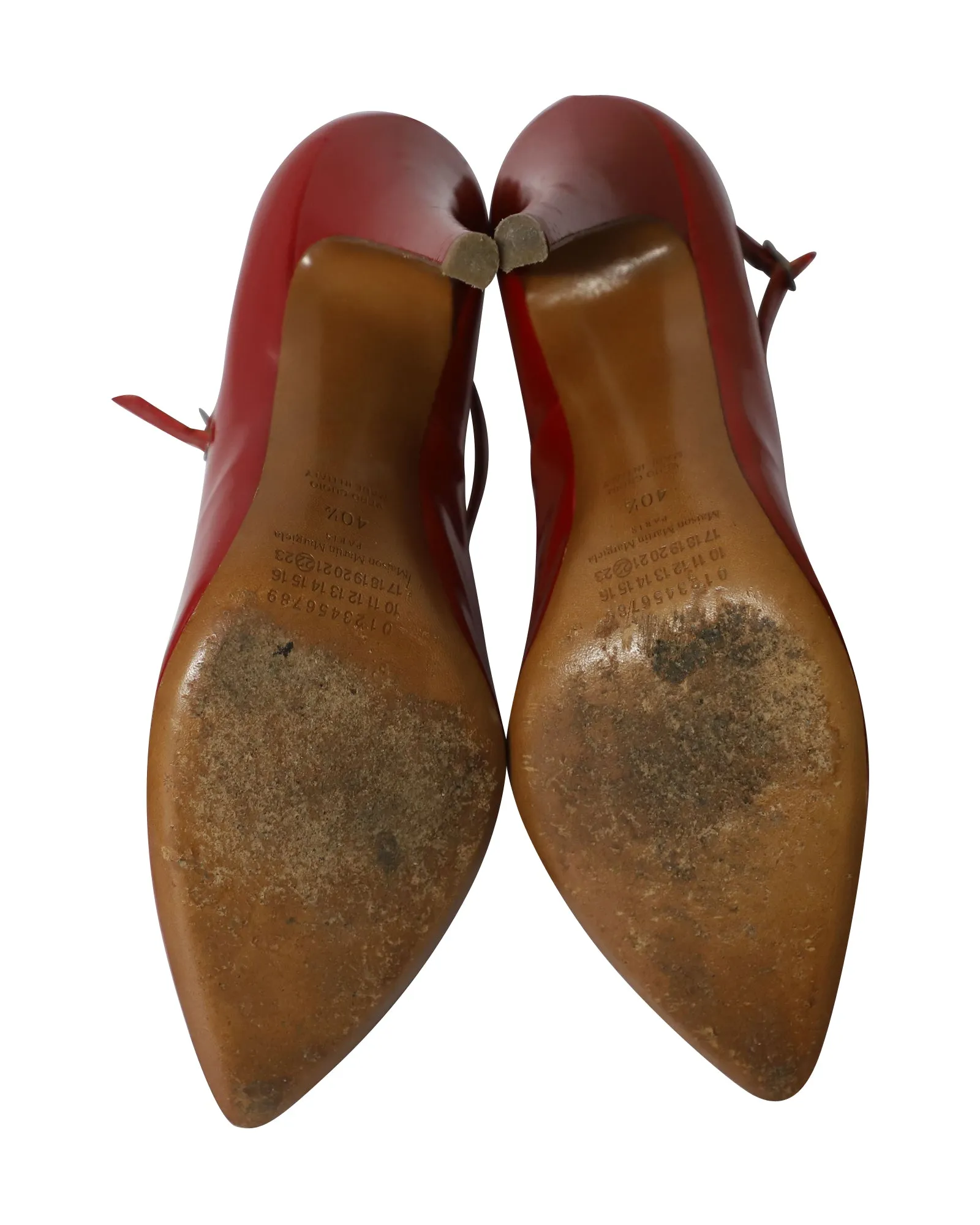 Maison Martin Margiela Point-Toe with T-Strap in Red Patent Leather