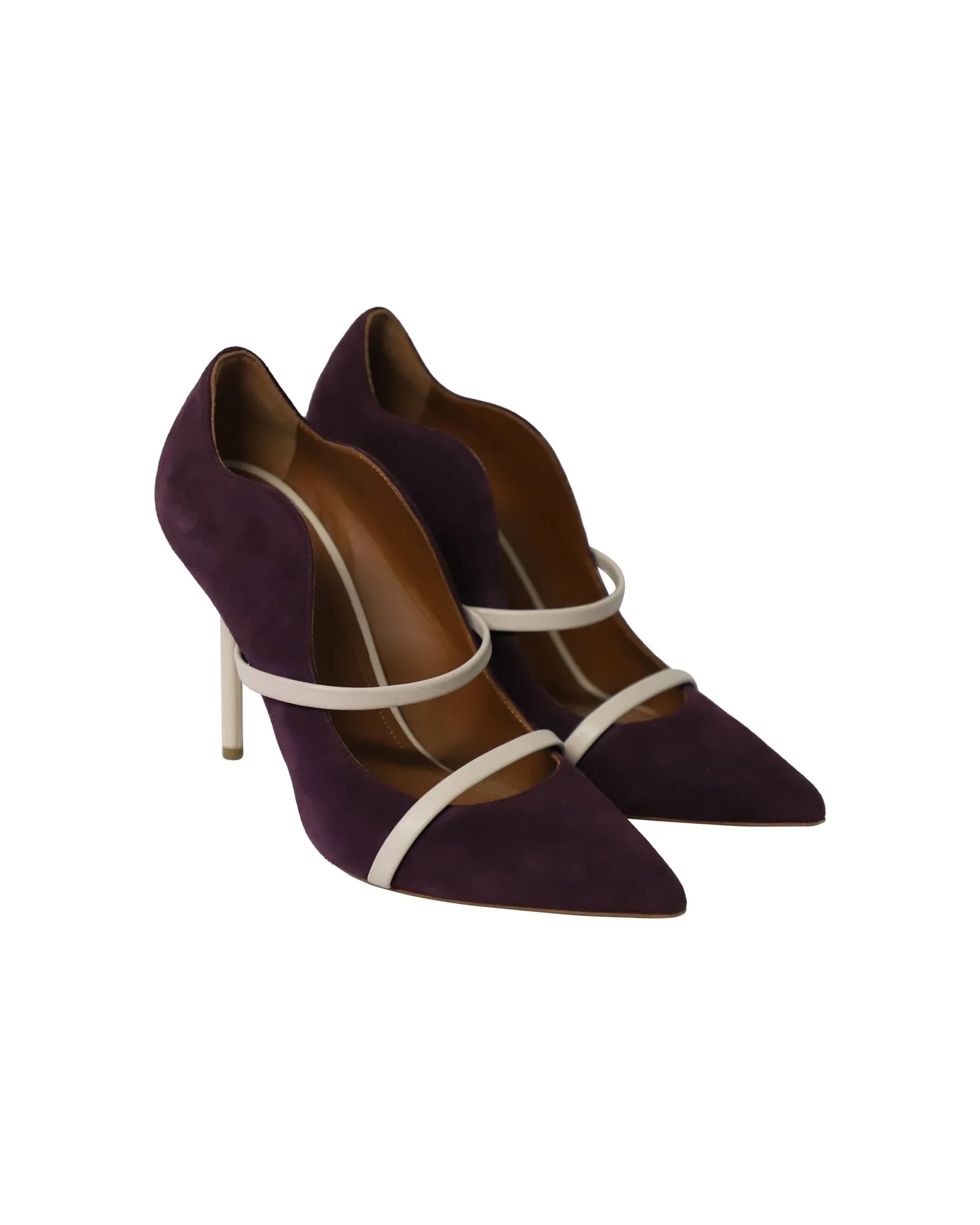 Malone Souliers Maureen Contrast Heeled Pumps in Purple Suede
