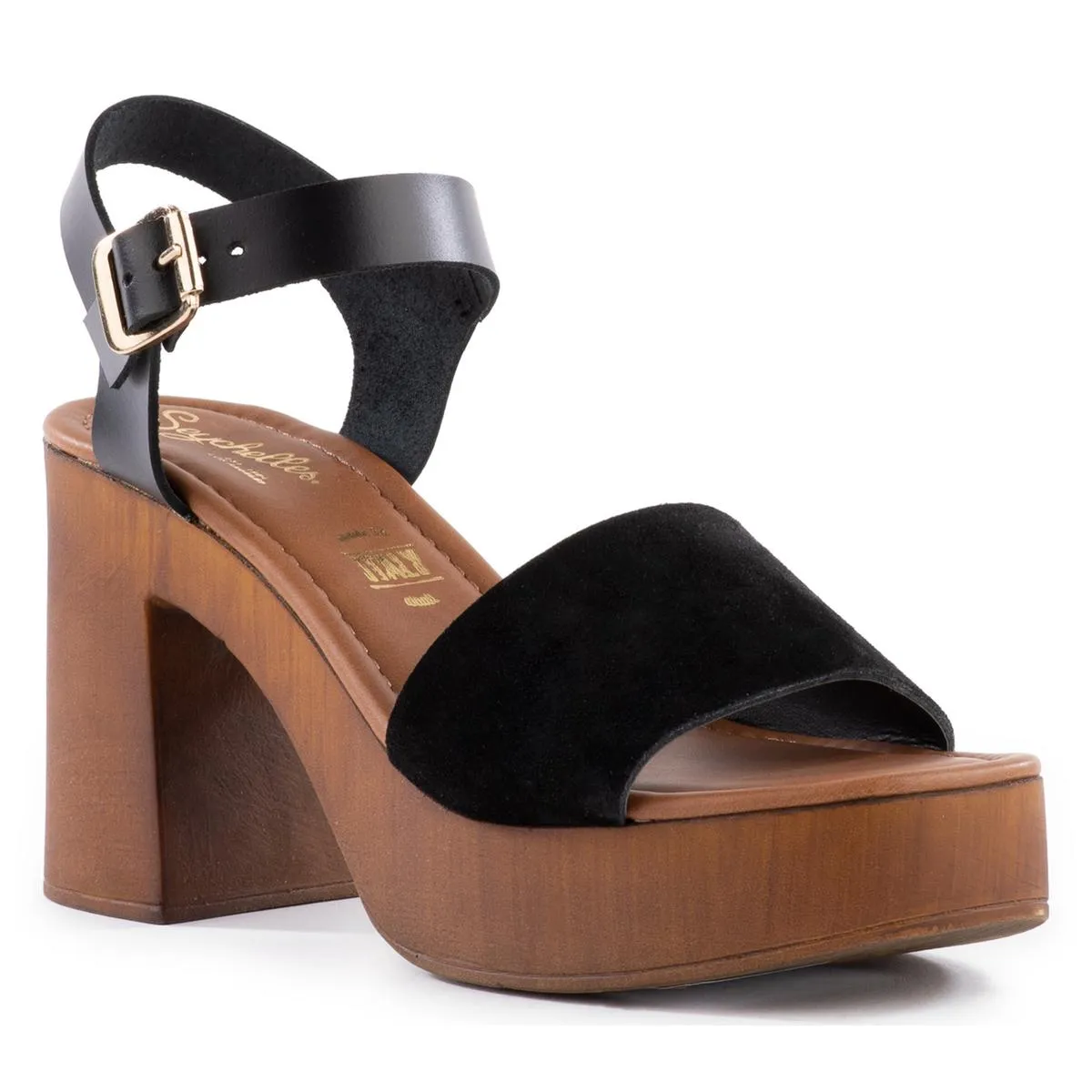 Manila Womens Buckle Block Heels