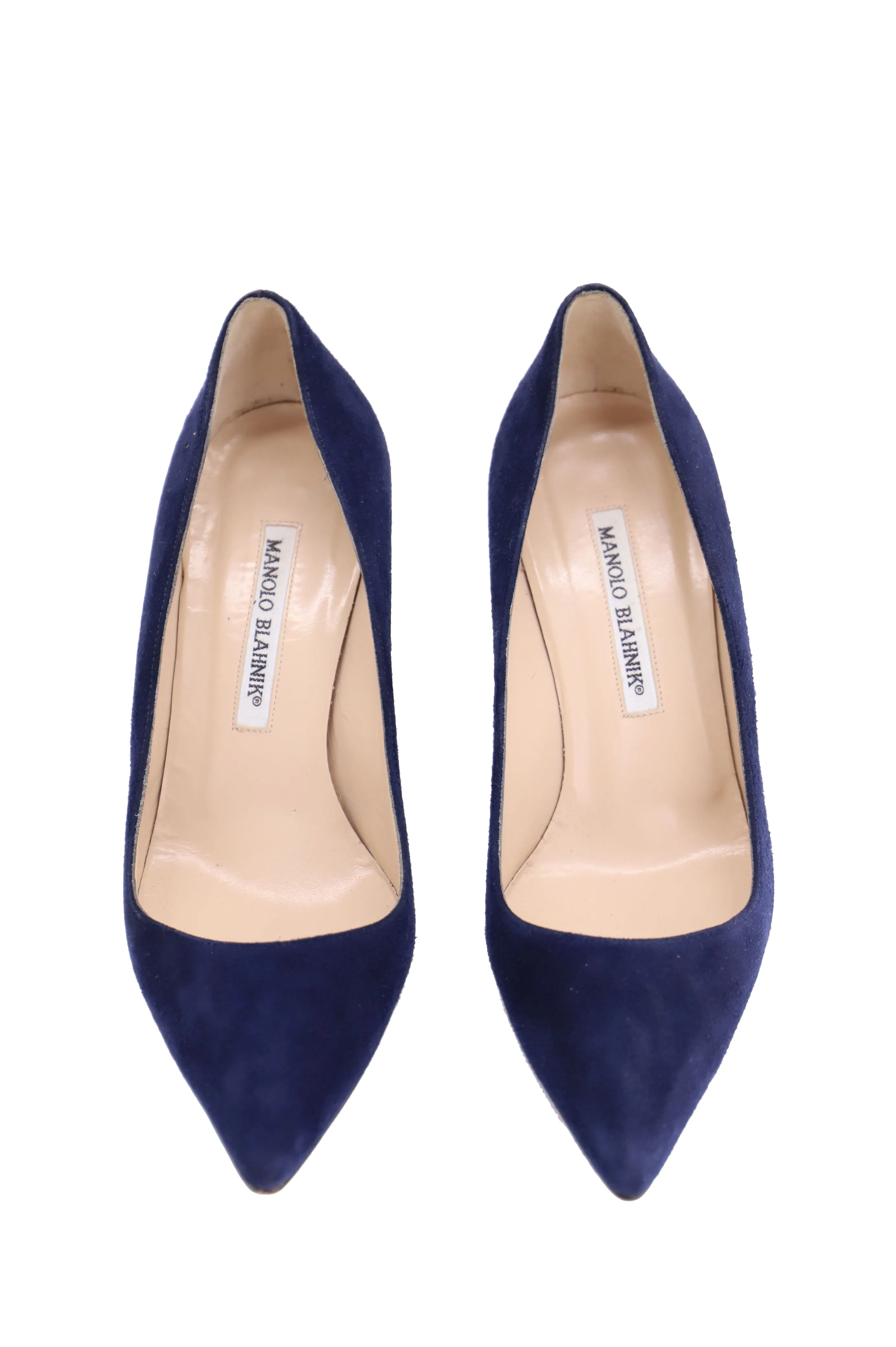 Manolo Blahnik BB Plain Pumps in Navy Blue Suede