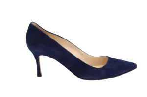 Manolo Blahnik BB Plain Pumps in Navy Blue Suede