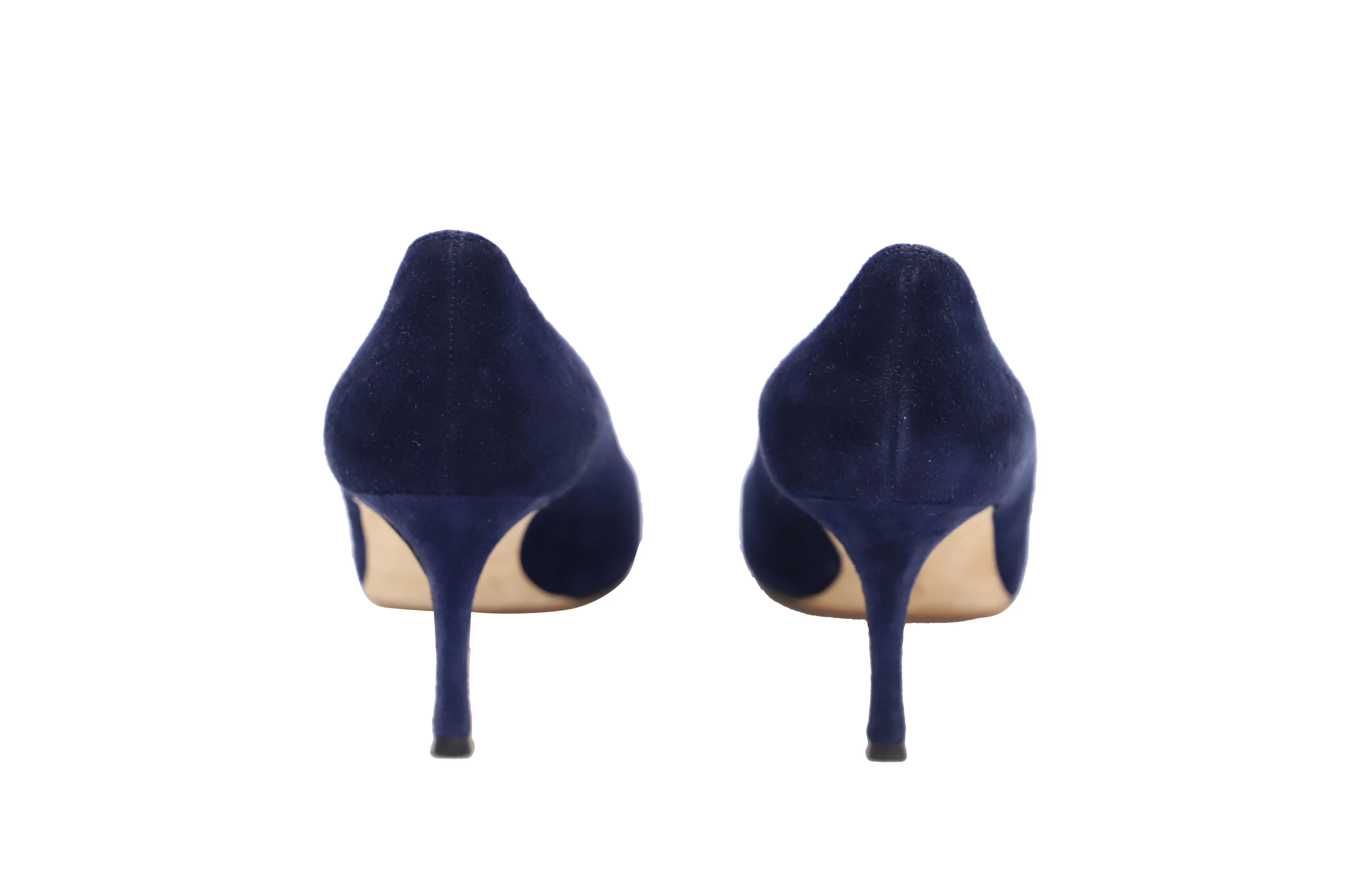 Manolo Blahnik BB Plain Pumps in Navy Blue Suede