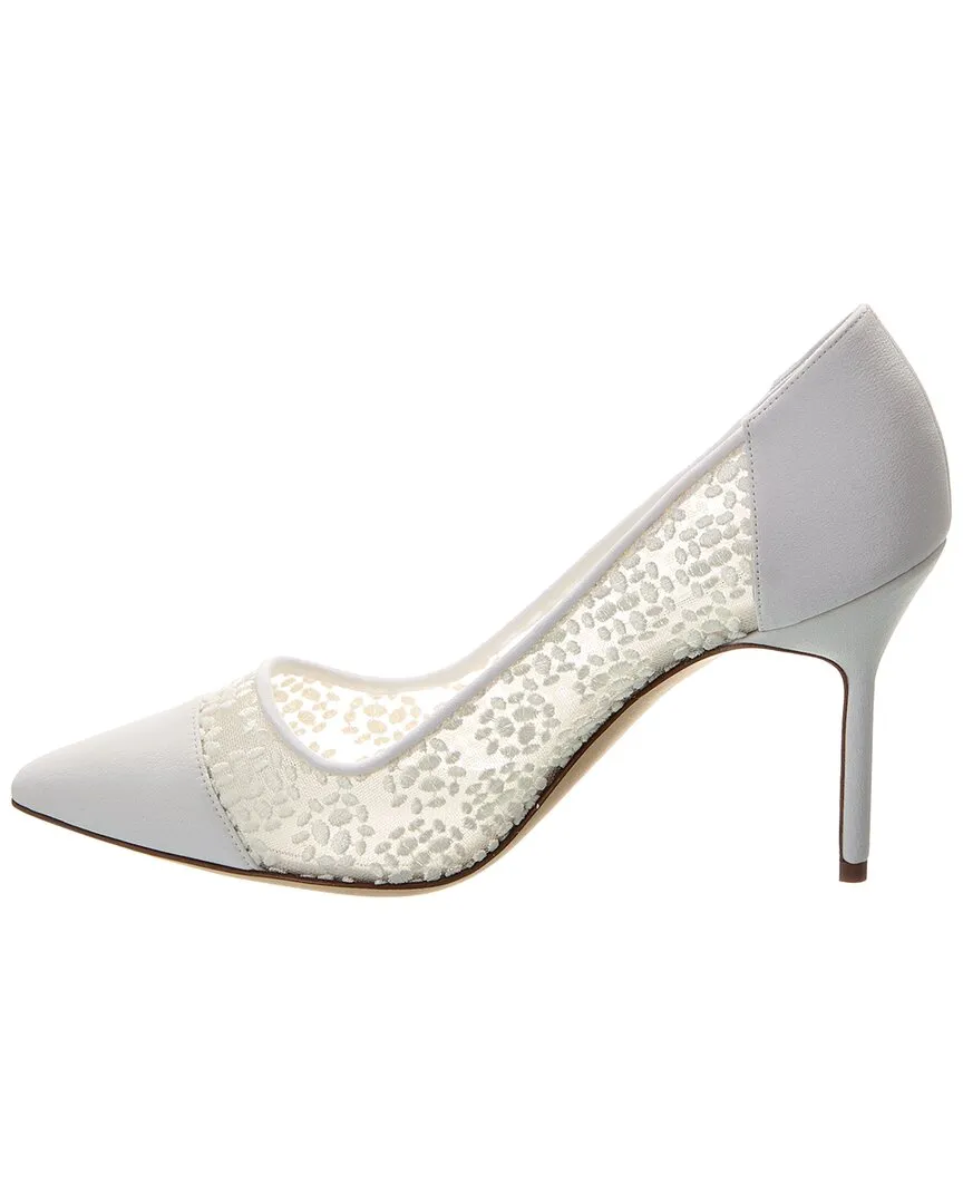 Manolo Blahnik Capcour 90 Canvas & Lace Pump
