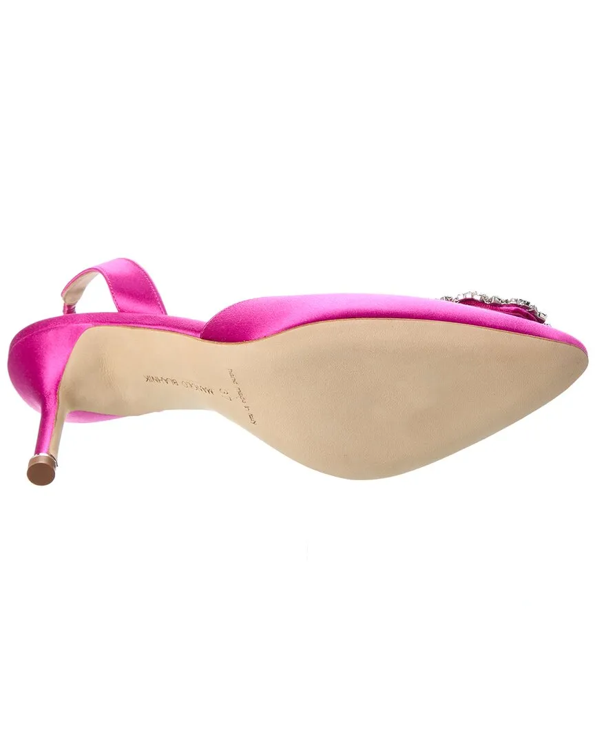 Manolo Blahnik Hangisli 70 Satin Slingback Pump
