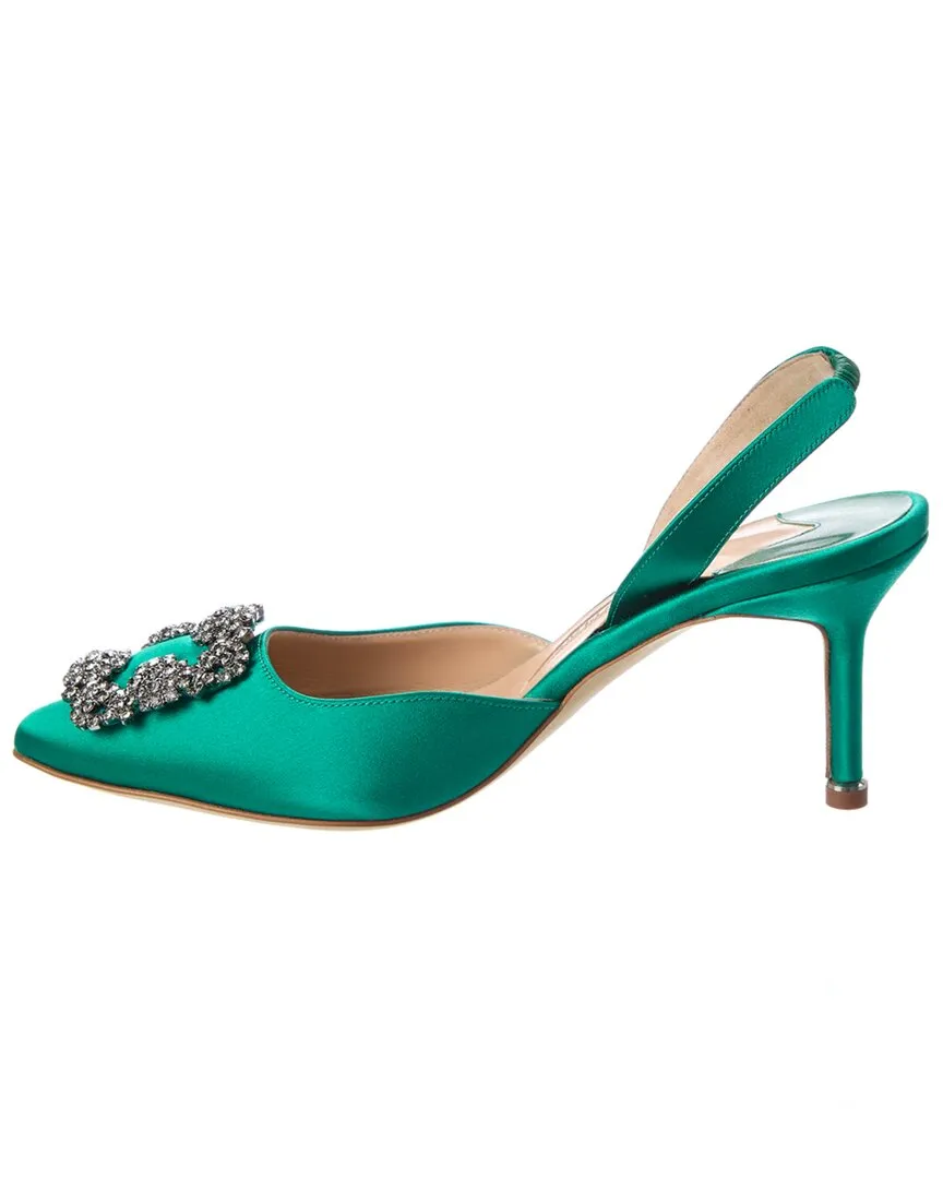 Manolo Blahnik Hangisli 70 Satin Slingback Pump