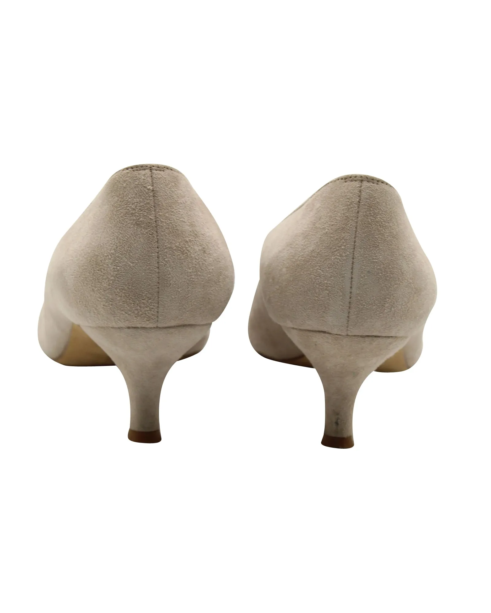 Manolo Blahnik Kitten Heel Pumps in Grey Suede