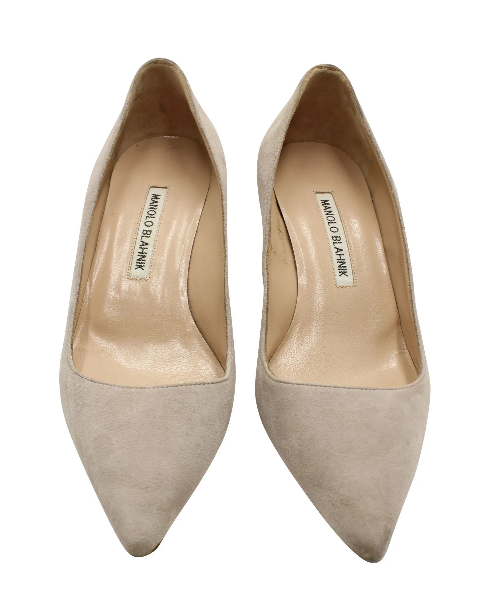 Manolo Blahnik Kitten Heel Pumps in Grey Suede