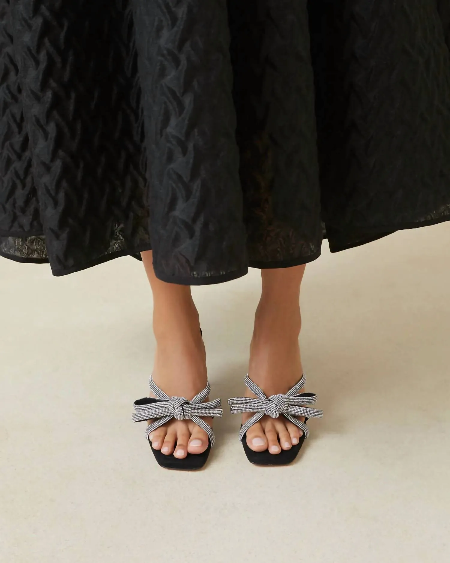 Margi Bow Heel In Black Suede